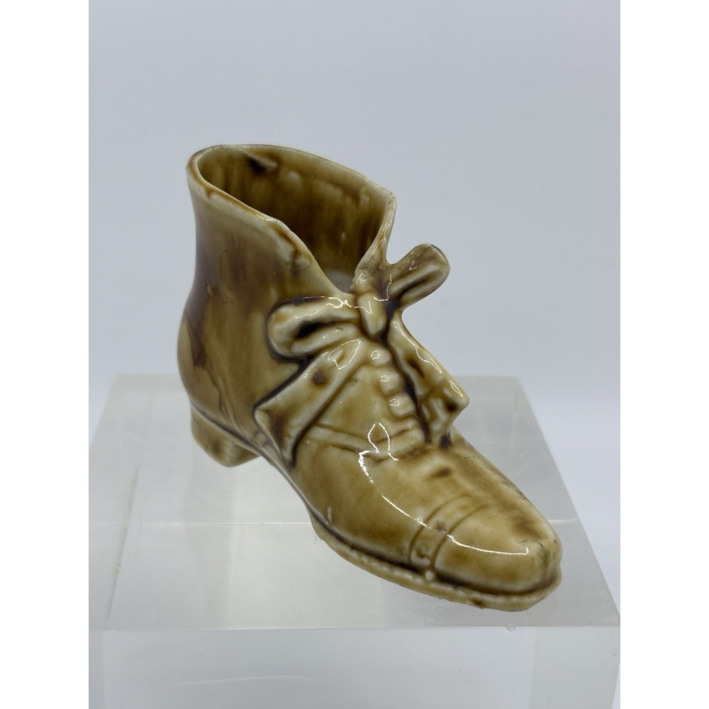 Vtg Victorian Golden Ceramic Shoe/ Boot Figurine